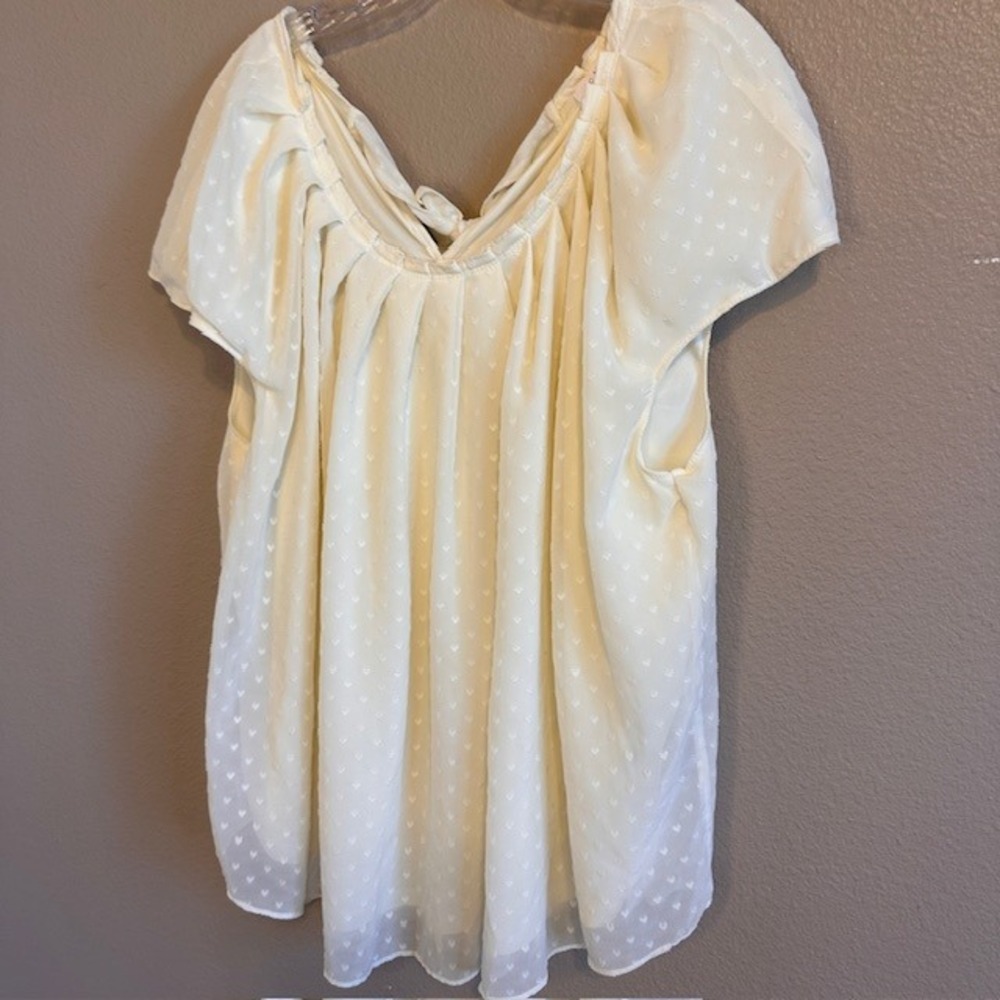LC Lauren Conrad Women's Ivory White Short Sleeve Blouse 2X - Picture 3 of 8